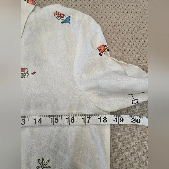 Women's RICHARD MALCOLM White 100% Irish Linen Shirt Size Small - Picture 3 of 12